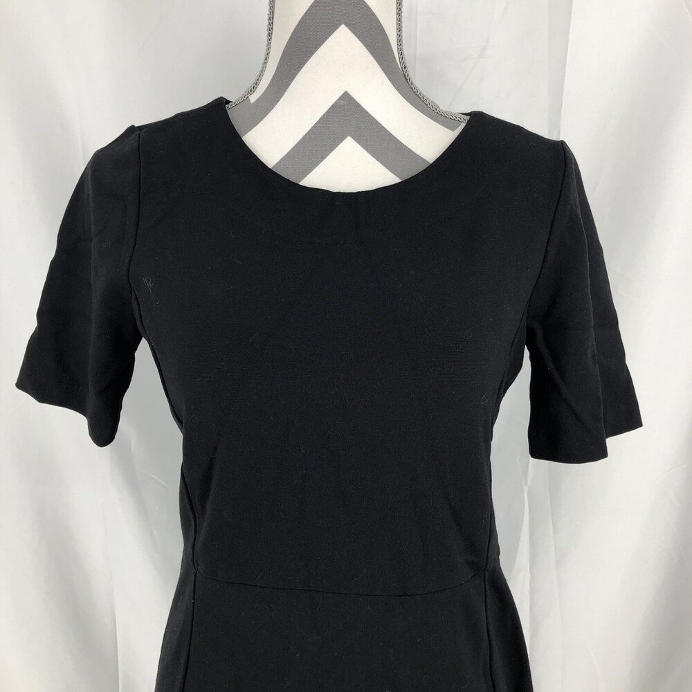 J Crew Short Sleeve Crew Neck Sheath Dress Black Zip Back Size 4